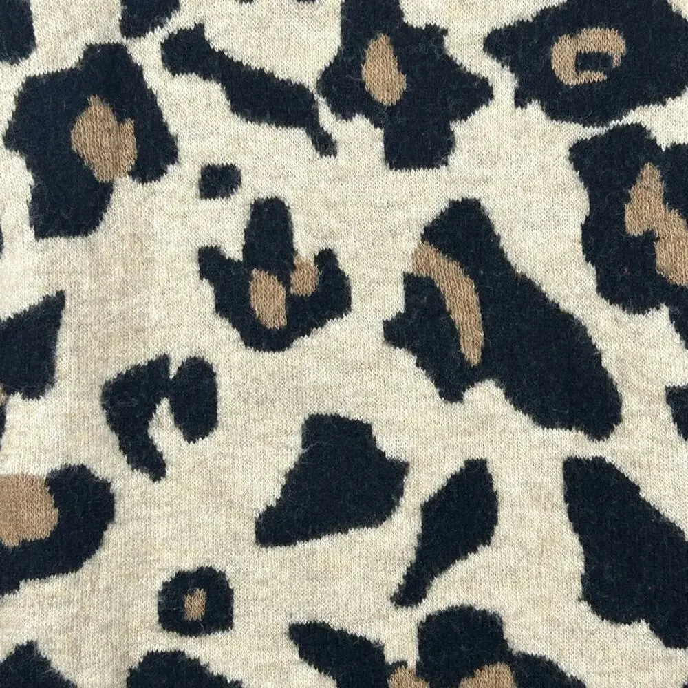 Leopard Print Open Cardigan S M Cozy Oversized Soft Knit Sweater